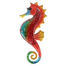 Load image into Gallery viewer, Metal Glass Red Seahorse Wall Art